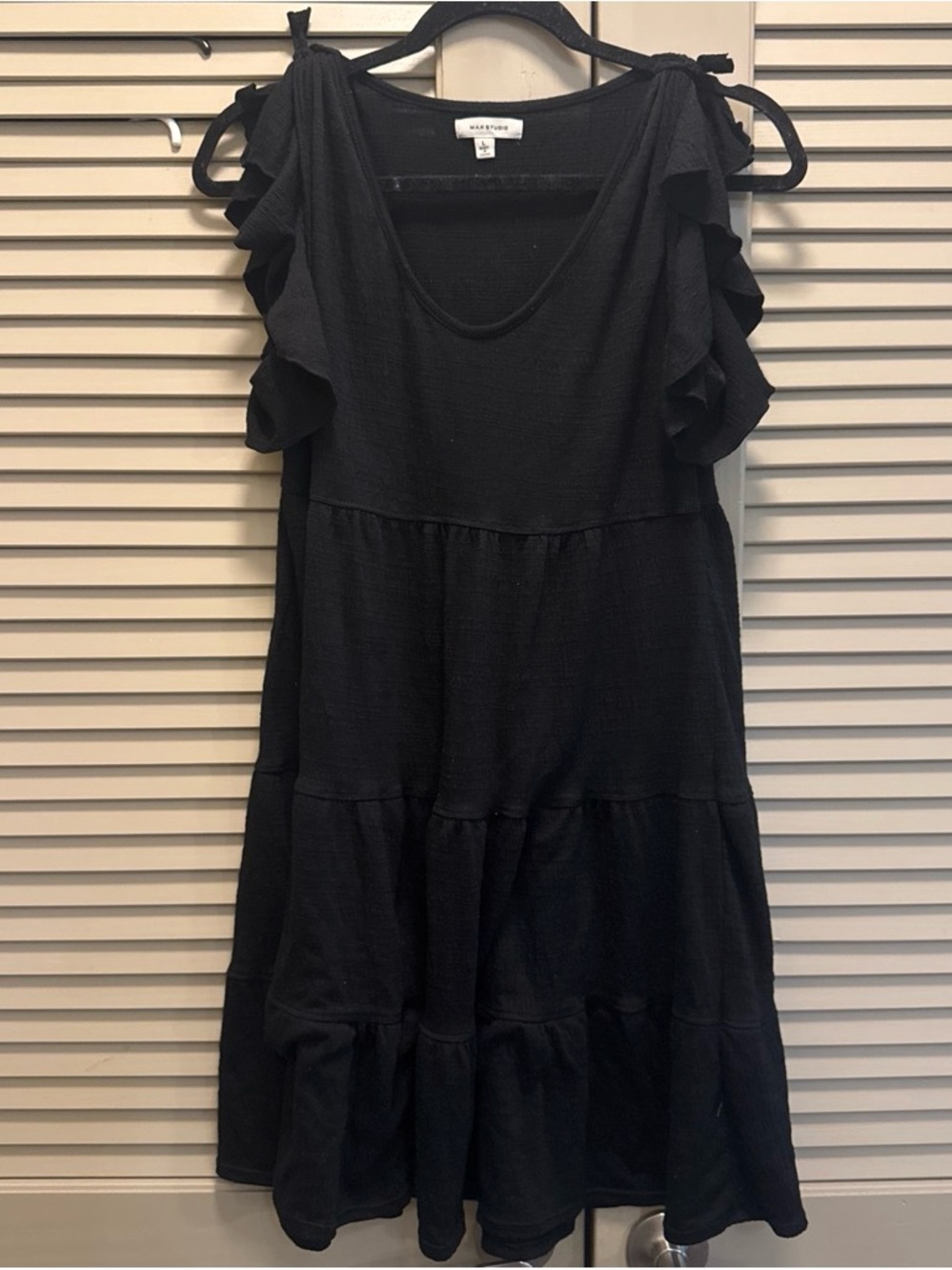 Max Studio Black Ruffle-Tier Mini Dress